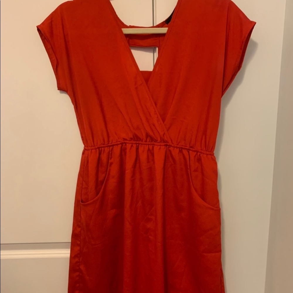 Bright orange dress!